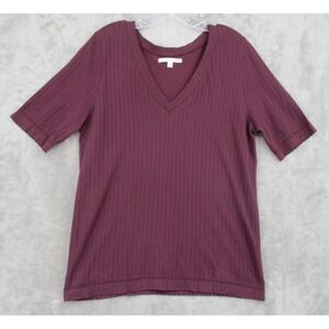 Epoque Evolution Shirt Womens Size L V Neck Casual Stretch Knit‎ Tee Burgundy